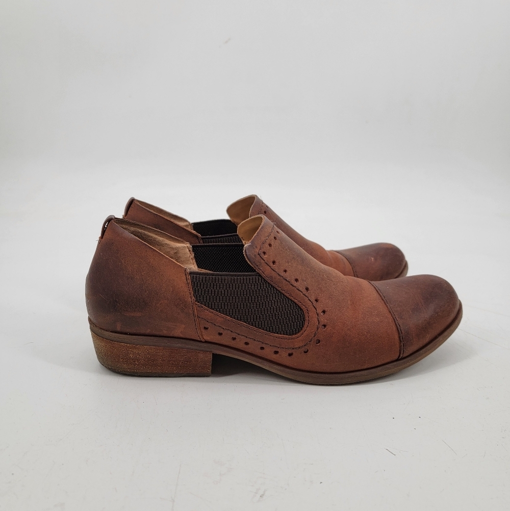 Kork Ease Brown Leather Loafers Size 9 Cap Toe Distressed Classic Minimalist - Picture 2 of 16